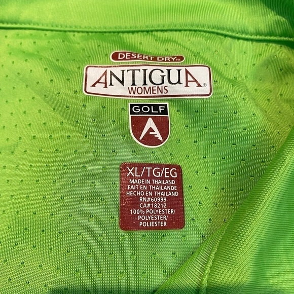 Antigua Women’s Neon Green Polo Golf Shirt Desert Dry Xtra-Light Size XL - Picture 7 of 7